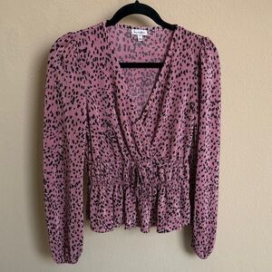 BNWOT love fire Pink and Black Dotted Blouse sz S